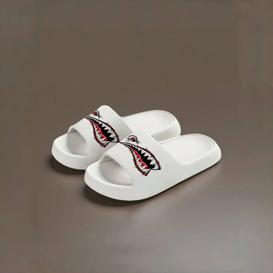 

New Cartoon Shark Print Trendy Fashion Thick-Soled Eva Comfortable Sandals for Men and Women, Suitable for Home, Outdoor, Daily Commuting, and Versatile Use