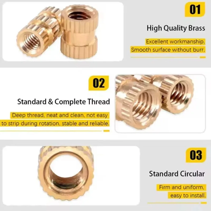 Thermal Fusion Copper Nut 3D Printer Accessories M2 M2.5 M3 M4 M5 M6 80PCS/220PCS Copper Inlay Brass Boxed Inserted Through Hole
