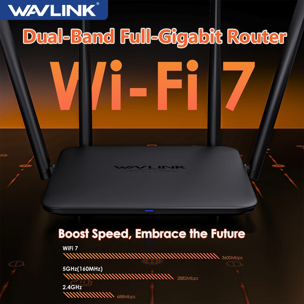 WAVLINK BE3600 Wi-Fi 7 Router Dual Band Full Gigabit Gaming Router Support EverythingMesh/Router/AP/Repeater Mode Guest WiFi VPN