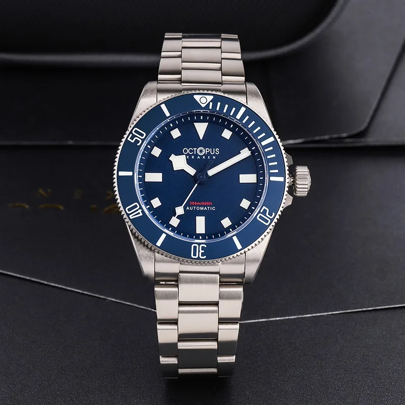 OCTOPUS Men\'s Mechanical Wristwatch PT5000 Automatic Movement 200m Waterproof BGW9 Luminous Ceramic Bezel Titanium Luxury Watch