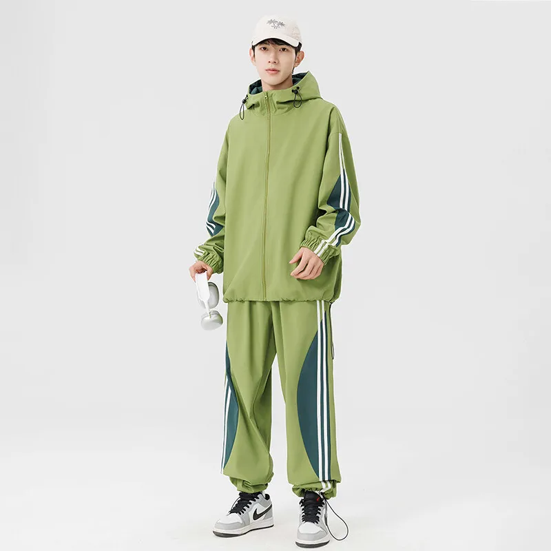 Autumn Casual Men Sets Two Pieces Fashion Korean Trend Hooded Jacket + Pants Spring Uniform Sport Suit Man Outfit