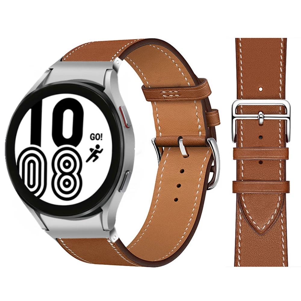 20mm Band For Samsung Galaxy Watch 4 classic 46mm 42mm 5 pro 45mm Leather No Gaps Bracelet correa Galaxy Watch 6 44mm 40mm strap