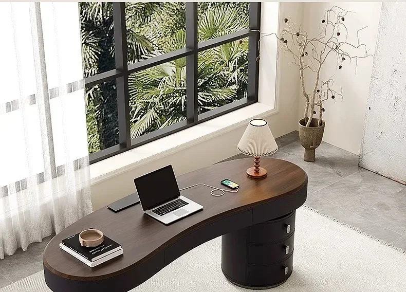 Italian minimalist solid wood walnut veneer desk home modern simple living room study desk