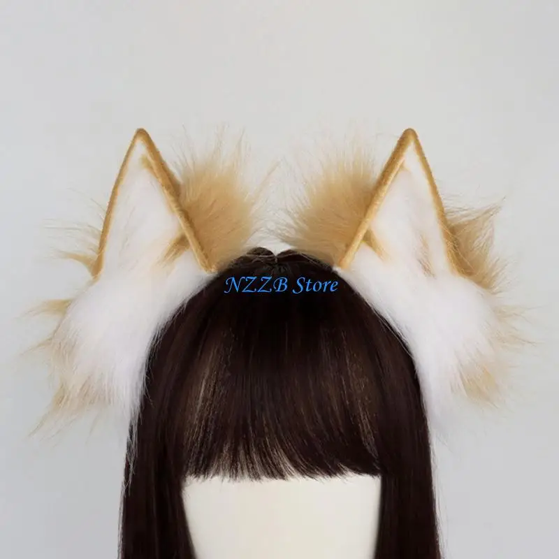 

T21F Masquerades Party Dress Up Hairhoop Artificial Ear Headbands Animes Hairhoop