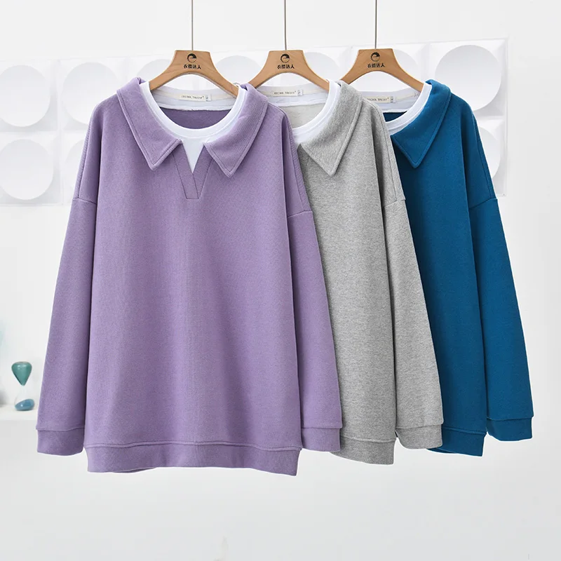New Women Spring Autumn Patchwork Sweatshirt Fashion O-Neck Drop Sleeve Loose Pullovers Simplicity Casual Long Sweatshirt
