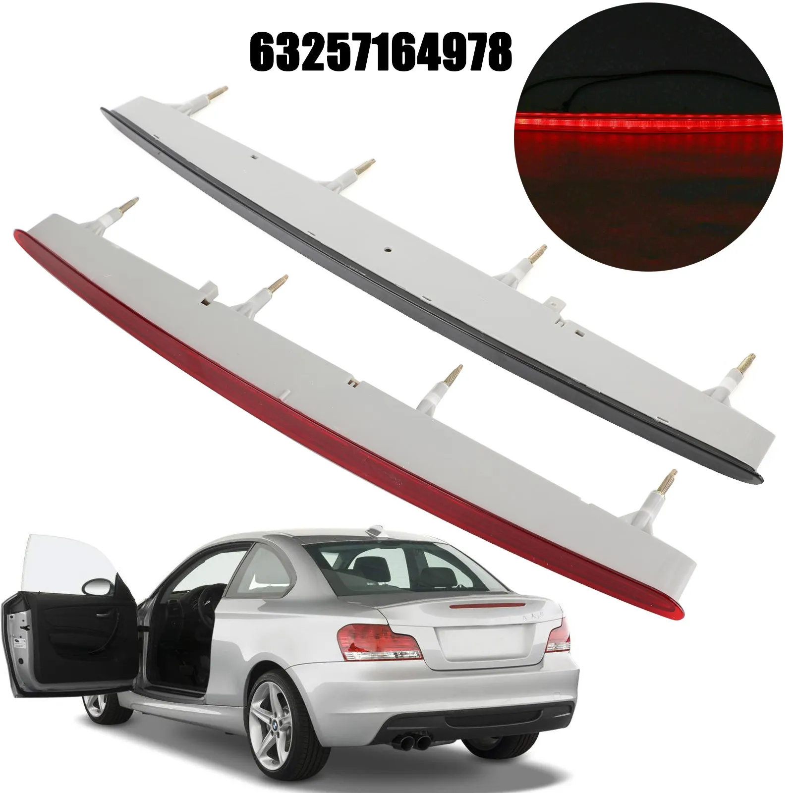 Areyourshop 3rd Third High Mount Center Brake Light For BMW 128i 135i 1 Series M 63257164978 Red Lens Brake Stop Light