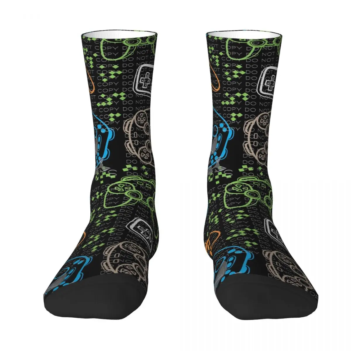 Funny Crazy Sock for Men Neon Video Games Vintage Breathable Pattern Printed Crew Sock Novelty Gift