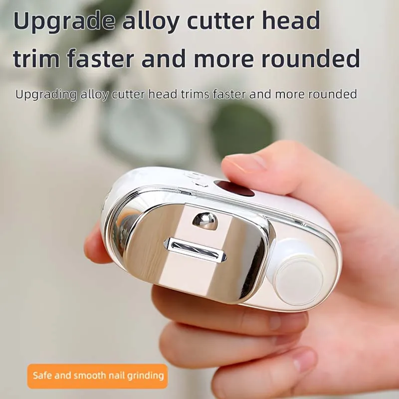 Automatic Electric Nail Cutter & Grinder Portable Electric Manicure Tools with Light Kids Adults Elderly 2-in-1 Nail Care Device