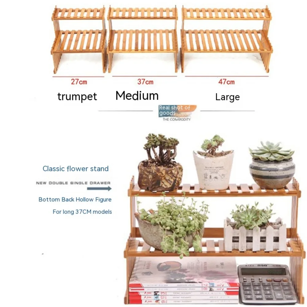 Indoor Plants Holder Wood Shelf Household Plant Shelf Desktop Storage Rack Bamboo Flower Display Stand Rack Flower Pot Shelves