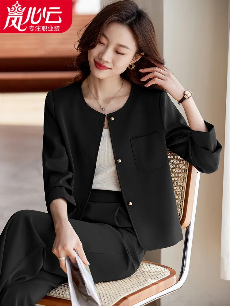 French Retro Chic Coat Trendy Short Collarless Suit2024Spring Age-Reducing Set1305