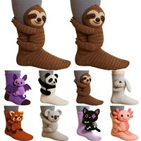 2025 NEW Crochet Animal Slipper Socks Double Layer Handmade Plush Socks With Non-Slip Grips For Kids & Adults Christmas Gift