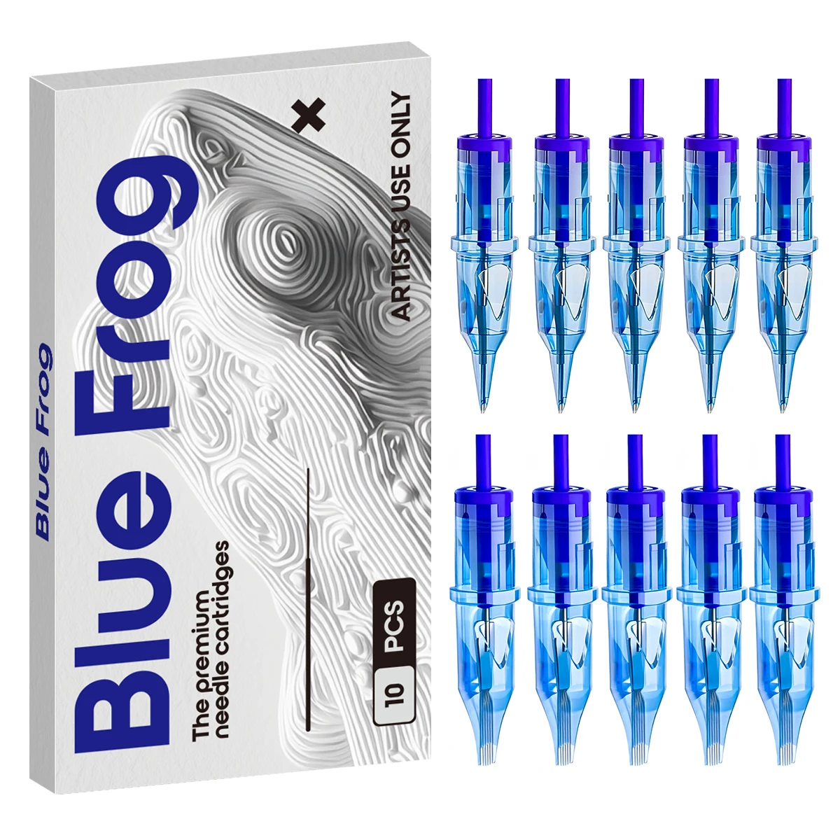 

10 шт. одноразовые иглы для картриджей с синей лягушкой RL RS RM M1 серии HRL для перманентного макияжа иглы для татуировки бровей, губ