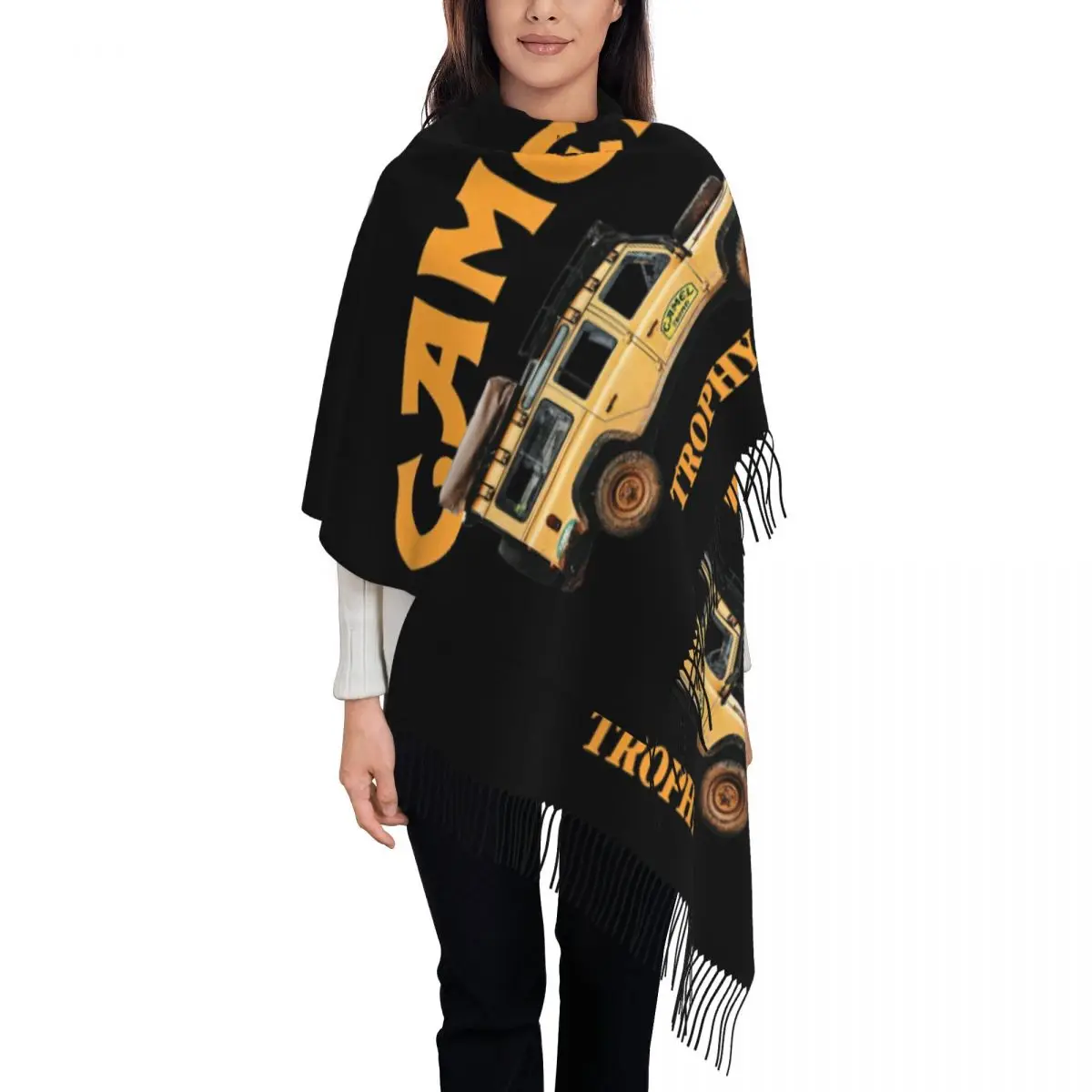 

Женские большие шарфы Camel Trophys Defender, женские зимние толстые теплые шаль с кисточками, шарф