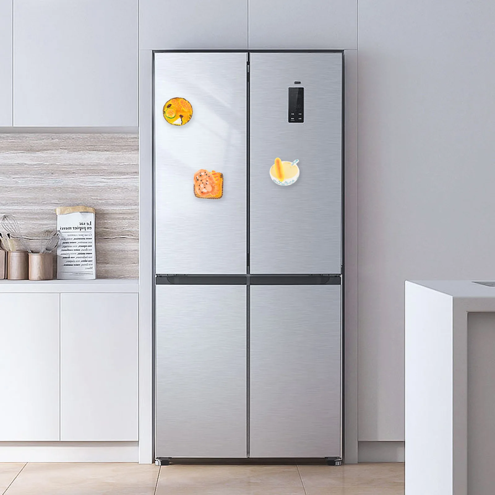 

4pcs Food Shaped Fridge Magnets Decorative Cute for Kitchen Office School Classroom Refrigerator Whiteboard Locker