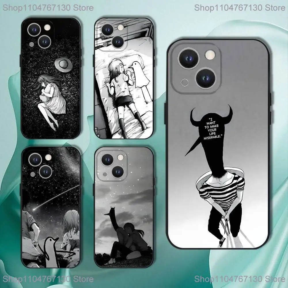 

Goodnight Oyasumi Punpun Phone Case For iPhone 17,16,15,14,13,12,11,Pro,XS,Max,XR,Plus,E,SE4,Mini Black Soft Cover