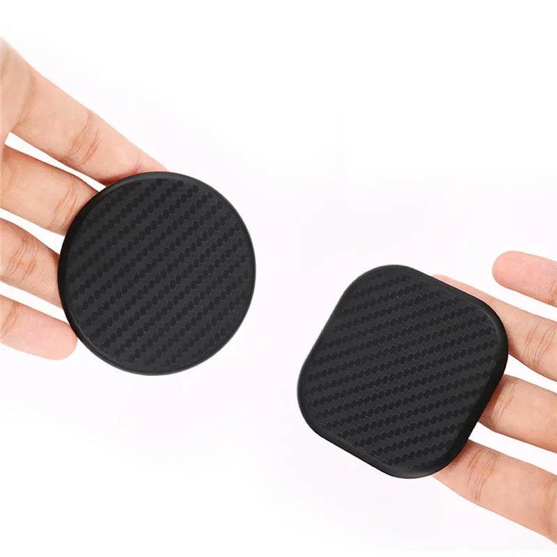 2Pcs Silicone Car Auto Water Cup Slot Non-Slip Mat Pad 2.48'' Auto Cup Mat Circle Square Look Carbon Fiber Innter Accessories