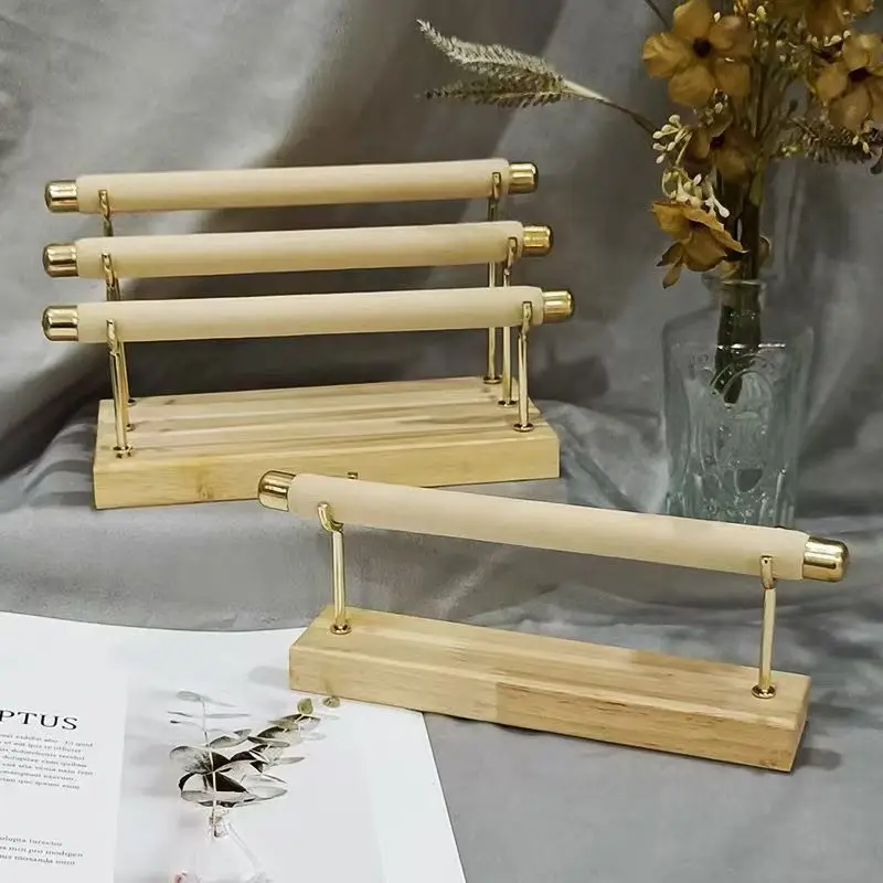 

Wooden Base Ring Display Stand Sponge Stick Ring Holder Multi-layer Organizer Metal Frame Detachable Jewelry Packaging