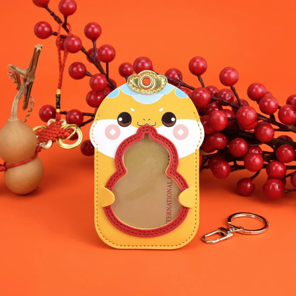 

1pcs Fortunate Snake Pu Chinese New Year Decoration Dual Card Holder Spring Festival Keychain Year Of The Snake Keychain