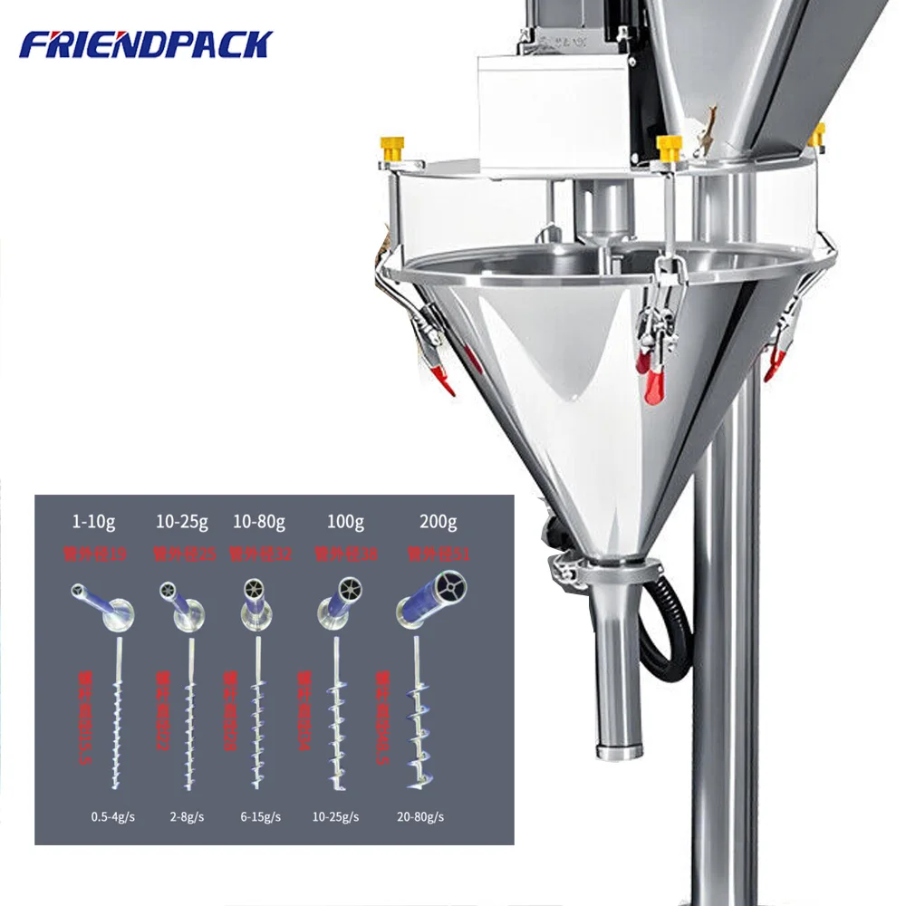 Semi-Auto Screw Dosing Machine Stepper Motor Drive 200ml/500ml Powder Packing Screw Dispensing Chemicals Pouches Bags Barrels