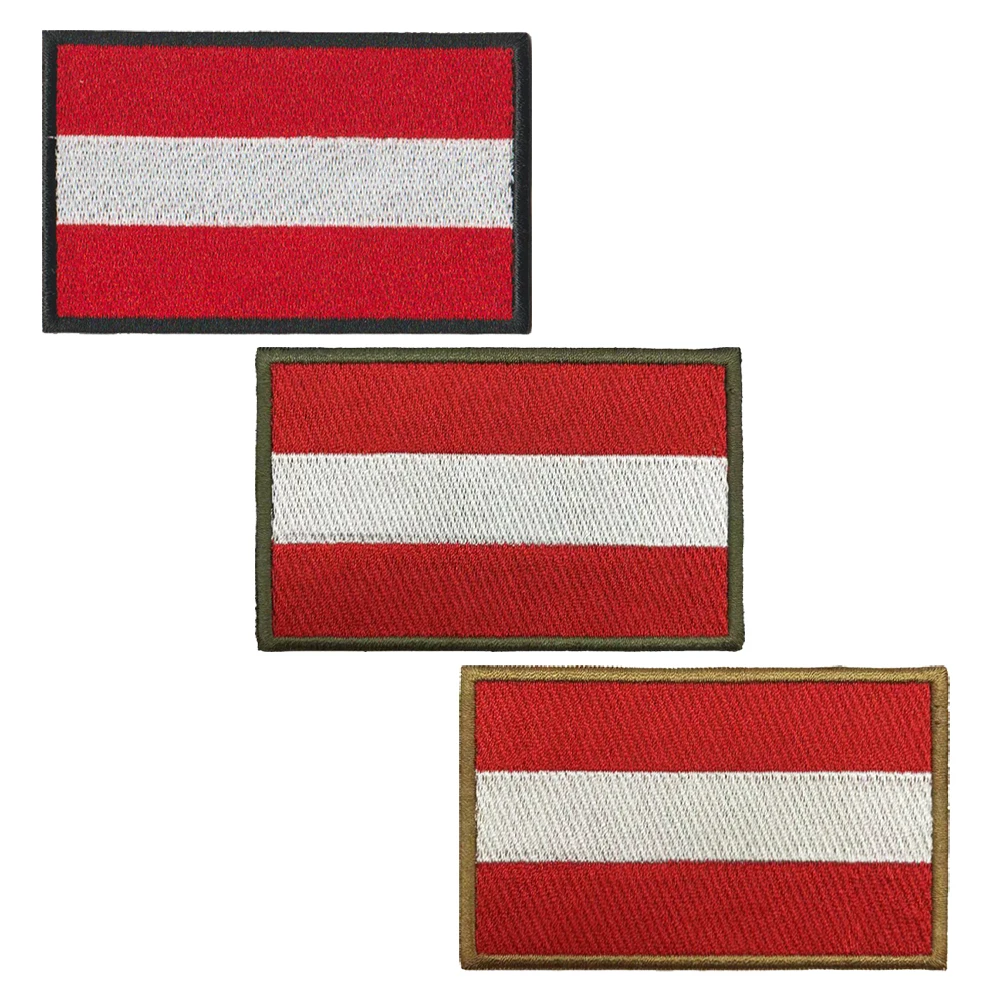 1PC Austrian Flag Austria Armband Embroidered Patch Hook & Loop Or Iron On Embroidery Badge Cloth Military Moral Stripe