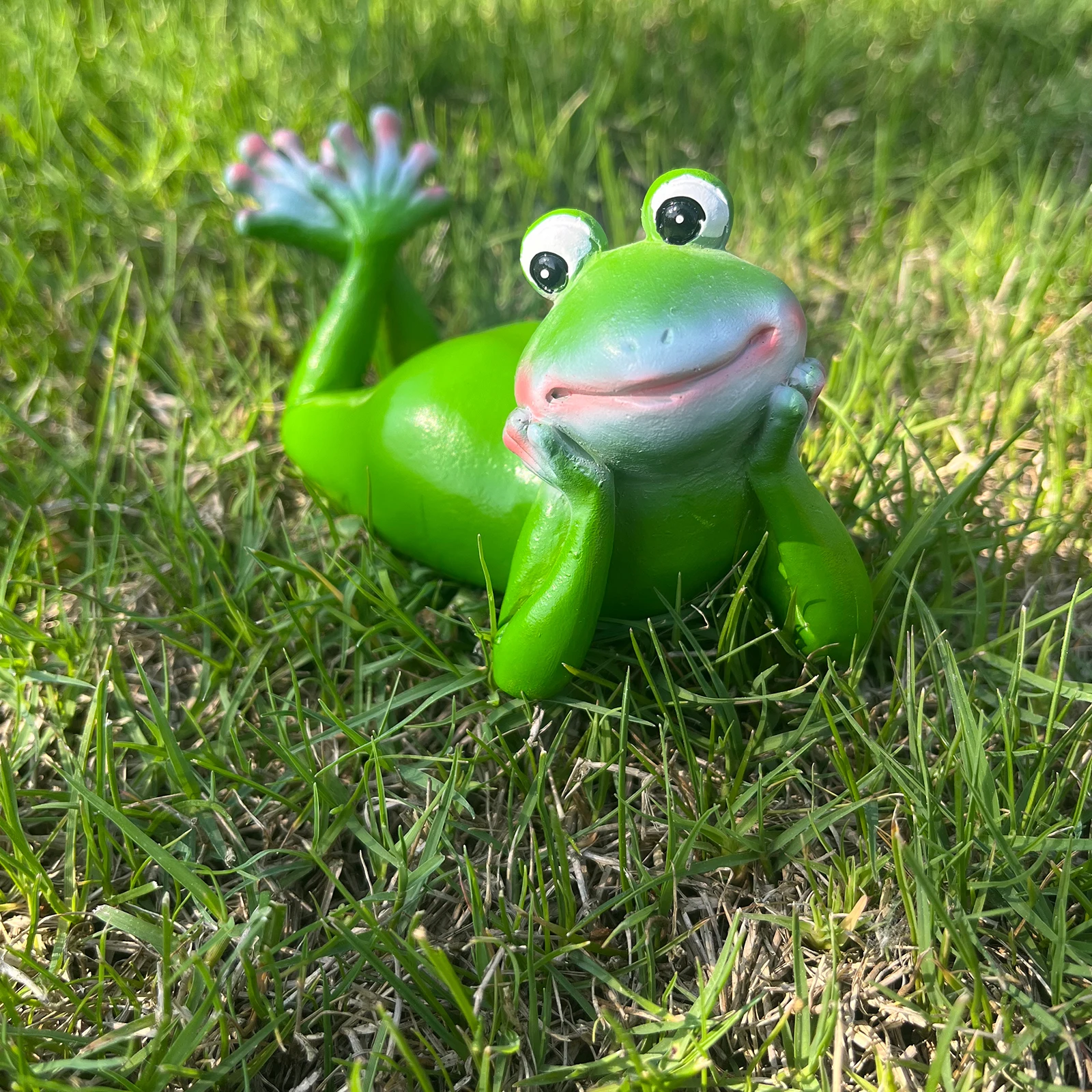 1pc cute cartoon holding the face of a small frog resin decorations gardening courtyard bonsai ornaments decorative crafts