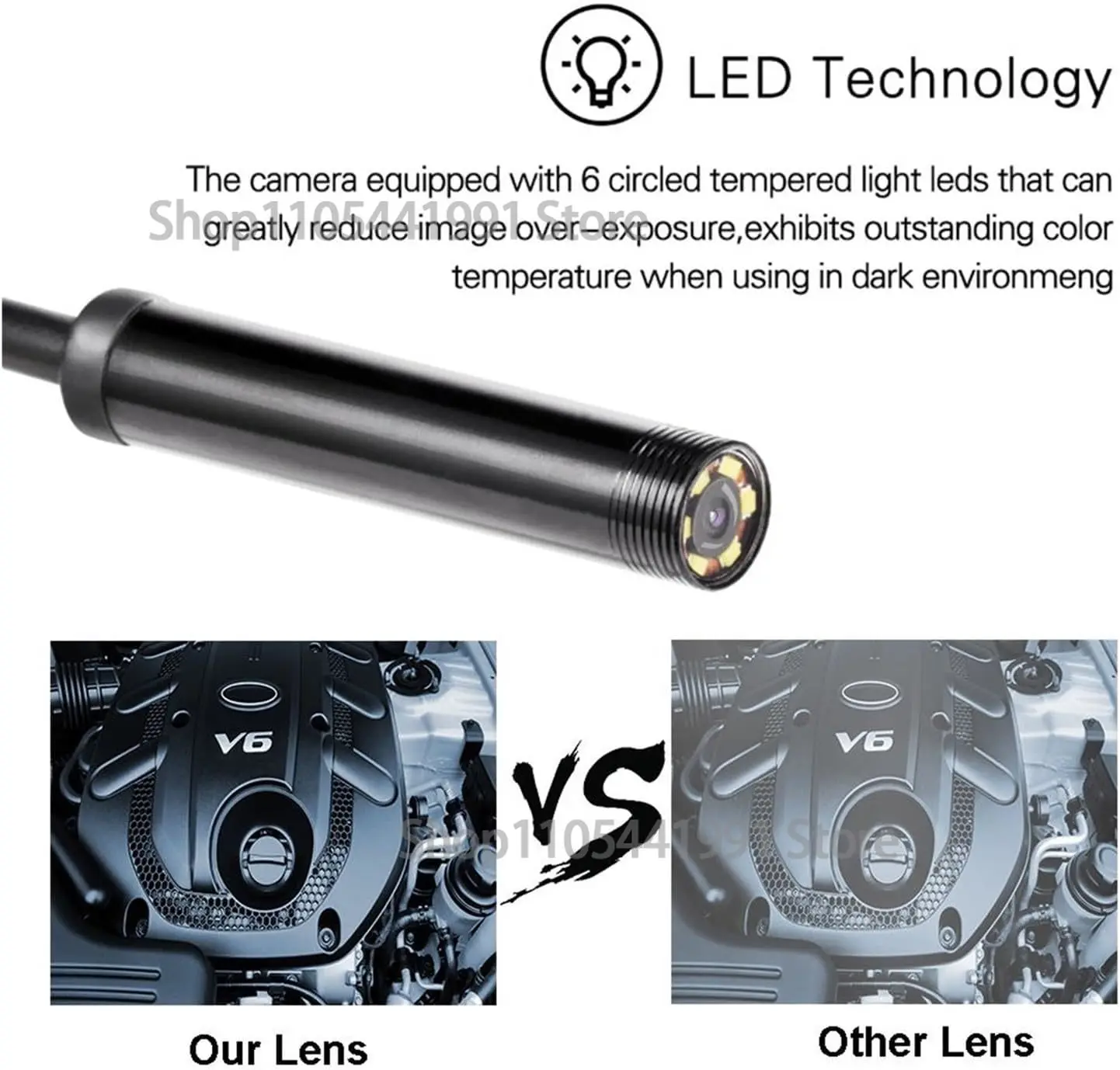 Endoscope Inspection Camera Mini Endoscope Camera Waterproof Endoscope Borescope 6 LEDs 8mm Type-C USB Inspection Camea for Car