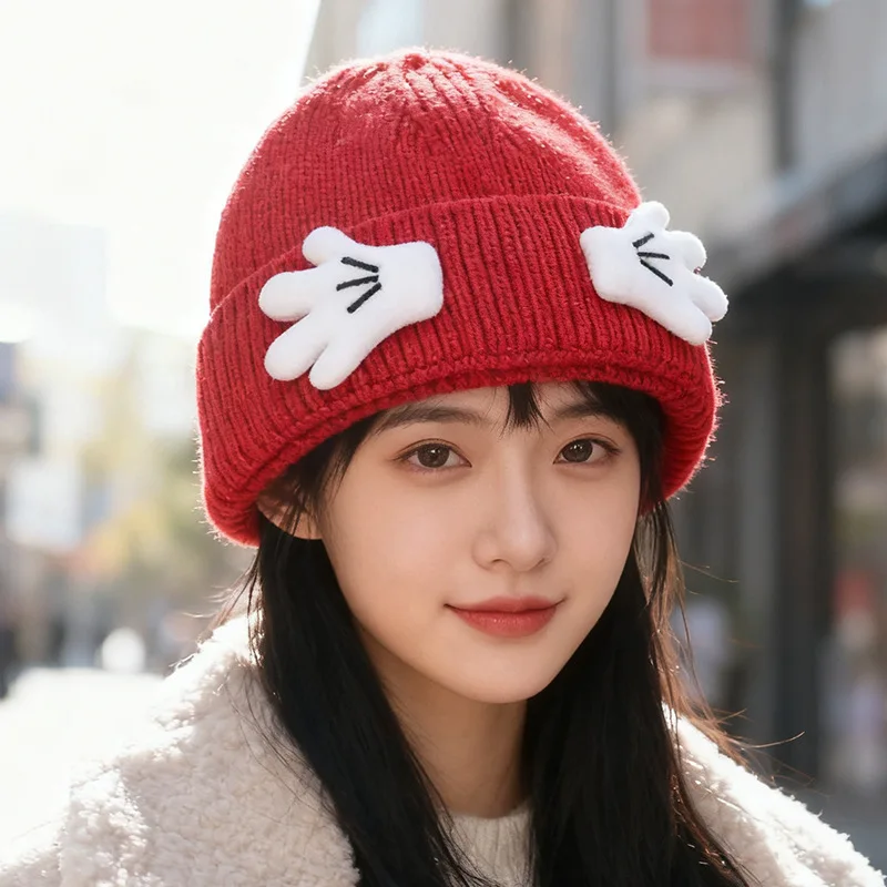 

2025 Autumn Winter Cute Interesting Warm Knitted Hat Small Niche Ear Protection Headgear Suitable For Play Photo Matching