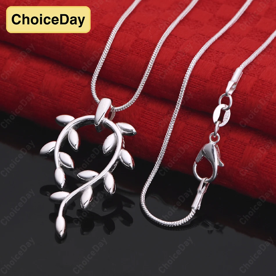 

ChoiceDay Fashion 925 Sterling Silver Delicate Leaf Pendant Necklace Women's Jewelry Party Accessories Jewelry