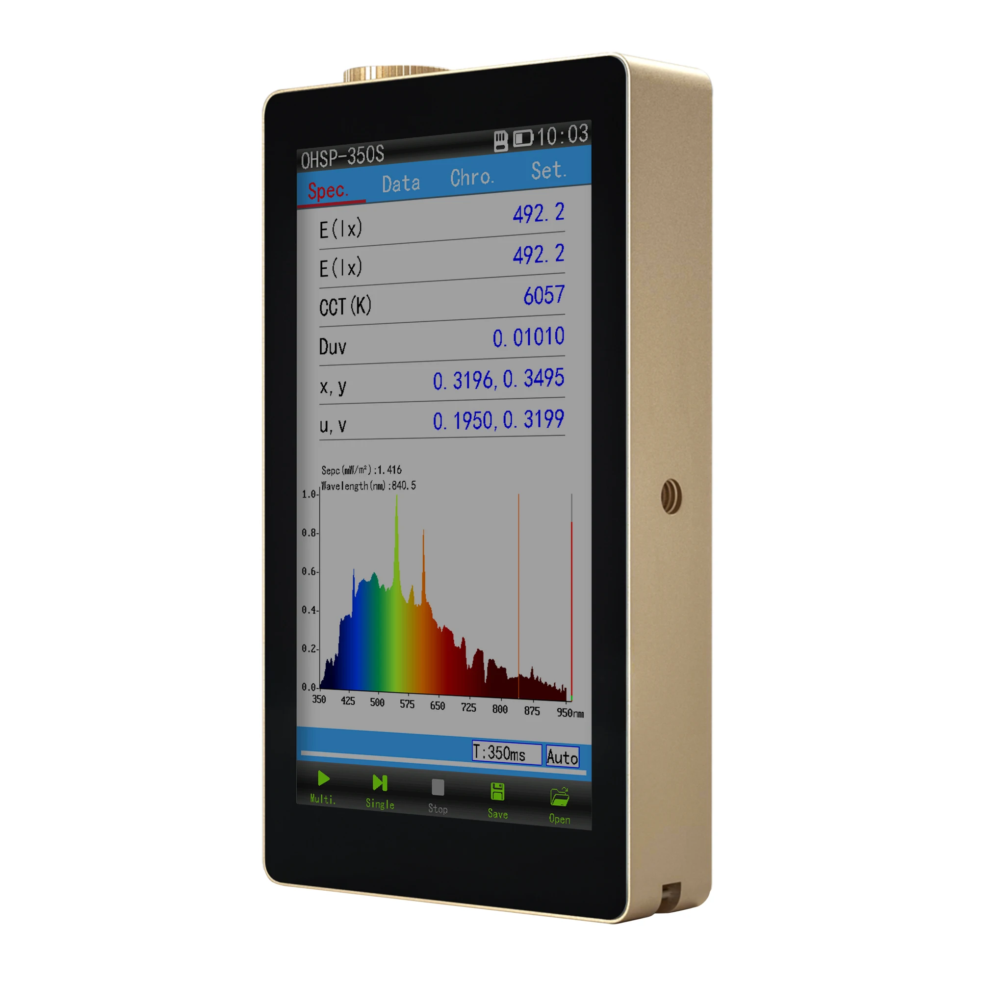 

Vis Nir Wavelength 350-950nm Test OHSP350S Spectrometer TM-30 irradiance Meter mW/cm2