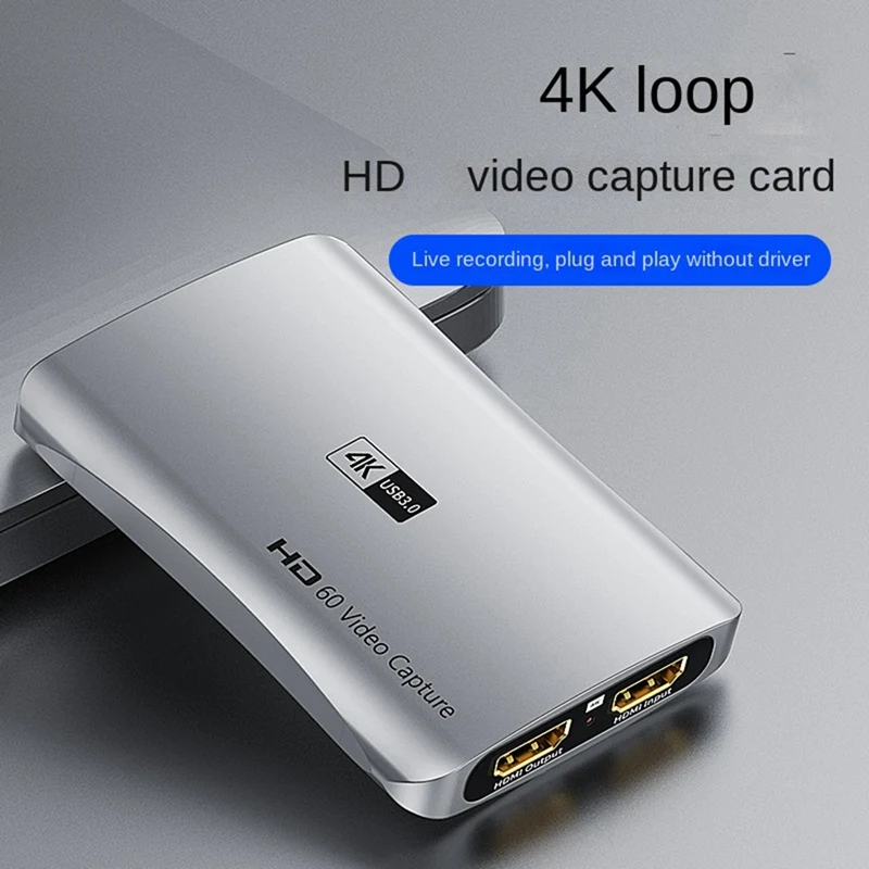 

1Set 1080P 4K -Compatible Video Capture Card USB 3.01080P 60FPS HD Video Capture Card Live Recording Capture Card Silver