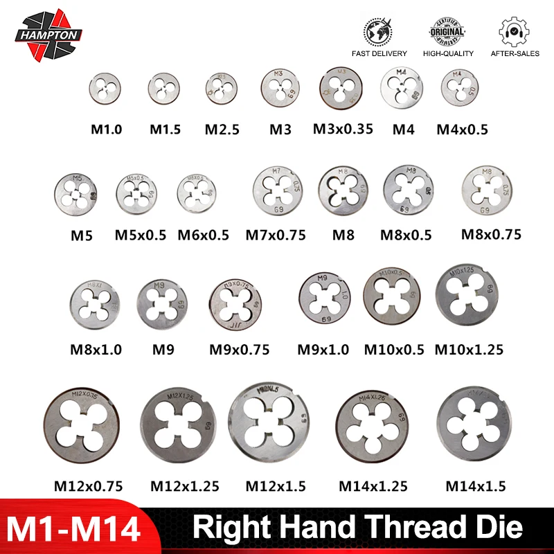 

1pc Right Hand Thread Die M1 M2 M3 M4 M5 M6 M7 M8 M9 M10 M12 M14 M15 M16 M20 Alloy Steel Metric Thread Tool Metric Thread Die