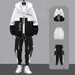 Ensemble de survêtement deux pièces Sportedly pour hommes, Hip Hop, mode masculine, pantalons de survêtement, vêtements de marque, sweat à capuche pour étudiants, imbibé, automne