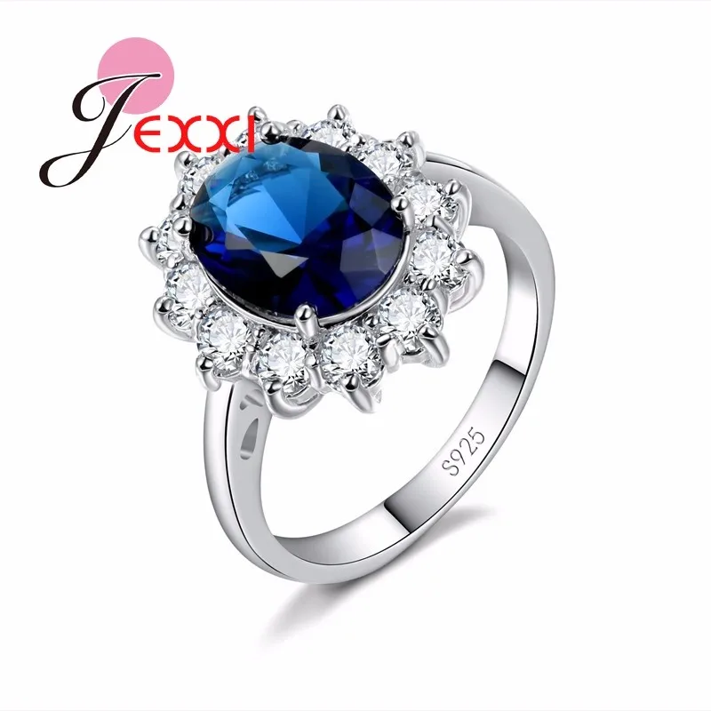Charms Genuine 925 Sterling Silver Bridal Wedding Accessories Round Shinning Crystal Stone Ring For Women Anillo