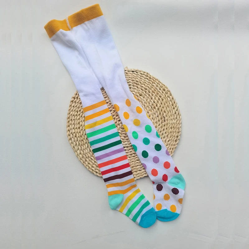 1 PCS Children Spring Autumn Multicolour Dot Tights  Cotton Baby Girl Striped Pantyhose Kids Striped Tights Soft Infant Clothing