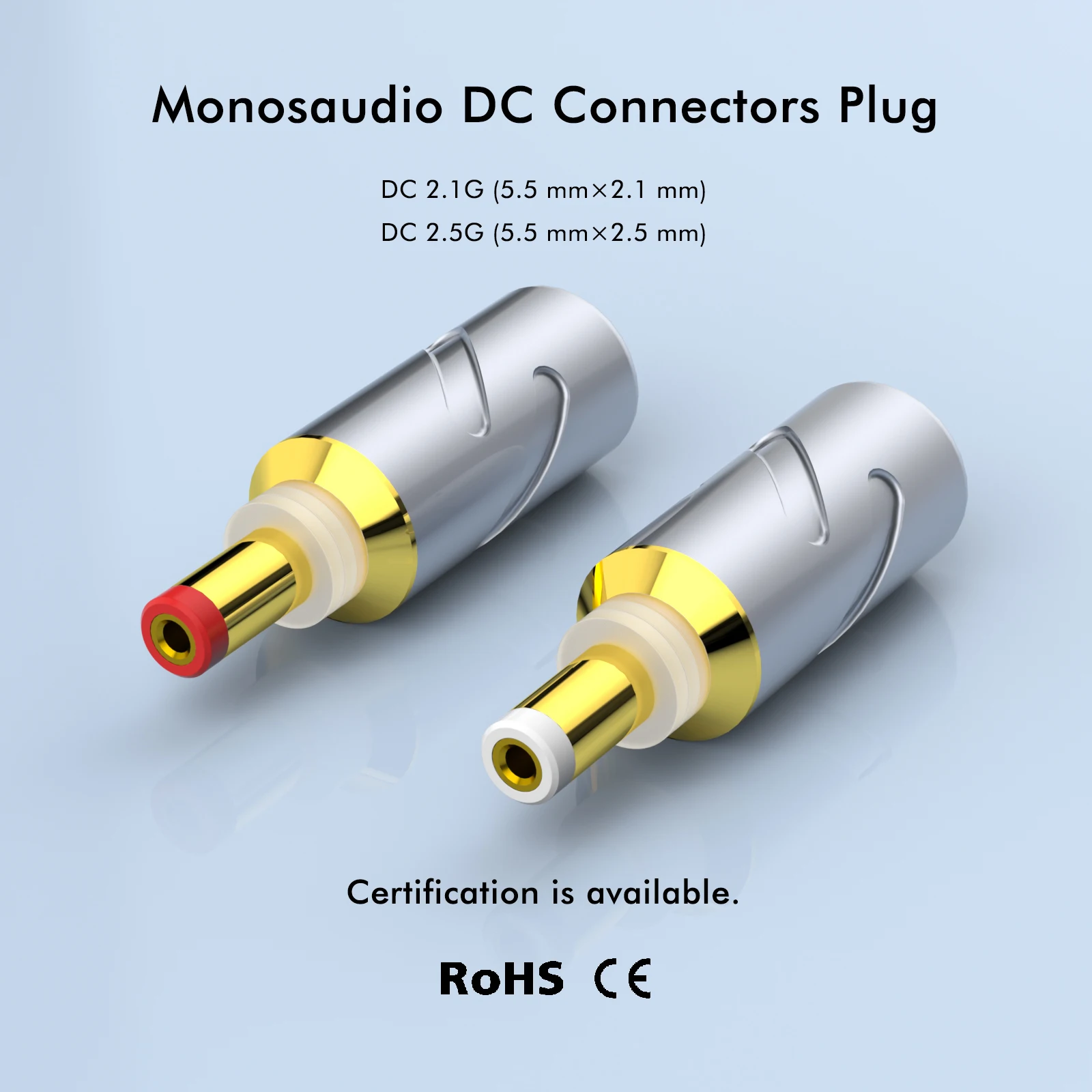 Monosaudio DC plug DC2.1 DC2.5 Pure Copper Conductor DC2.5 Gold-plated DC Power Plug for HIFI Audio DC Barrel Plug