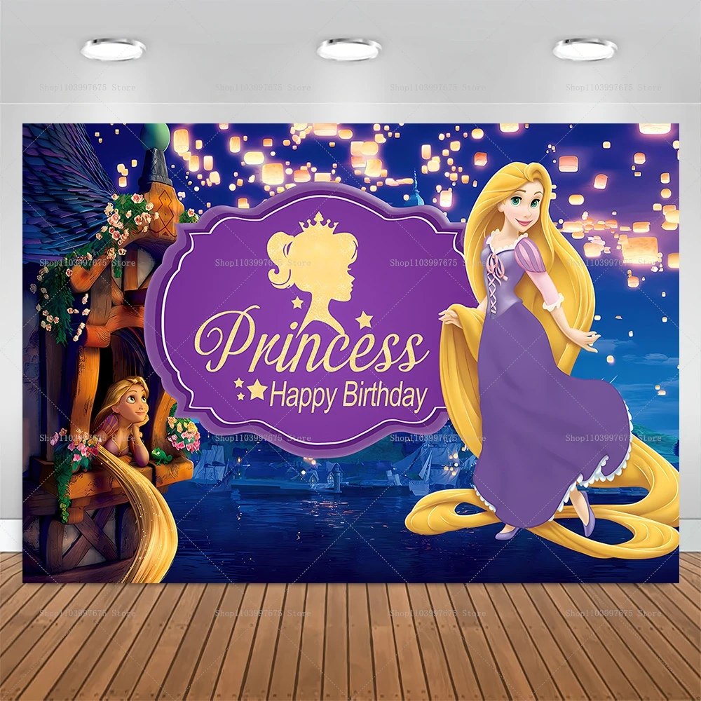 Tangled Rapunzel Princess Birthday Party Backdrops Vinyl Background Banner Kids Gift Baby Shower Photography Decoration Supplies