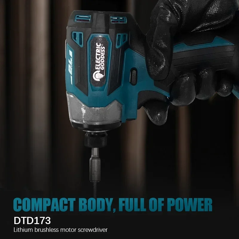 Electric Goddess DTD173 Brushless Cordless Electric Screwdriver 18V/180N.m High Power Tools Effect Driver fit 18v Makita Battery