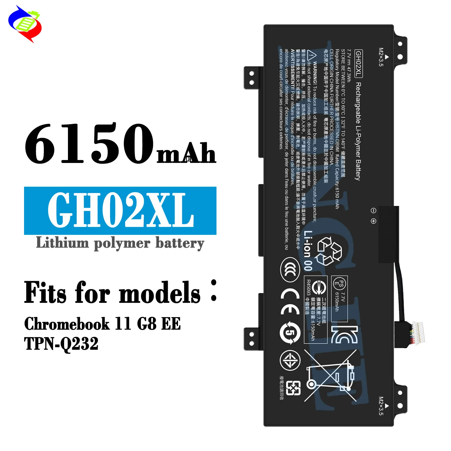 

GH02XL 7.7V 47.3Wh Laptop Battery For HP Chromebook 11A G8 11 G8 14 G6 X360 11 G3 14AT-NA000 +Free Tools