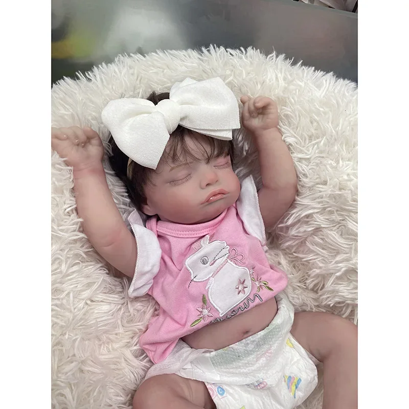 48cm Full Body Vinyl Reborn Doll Rosalie z ukorzenionymi włosami Ręcznie robione lalki Bebe Reborn Miękka silikonowa lalka bobas Bebé Reborn