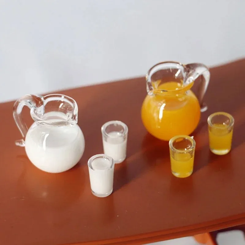 3Pcs Set Dollhouse Mini Simulation Milk Cups, Miniature Kitchen Food Figurines, Household Home Scene Decoration Accessories