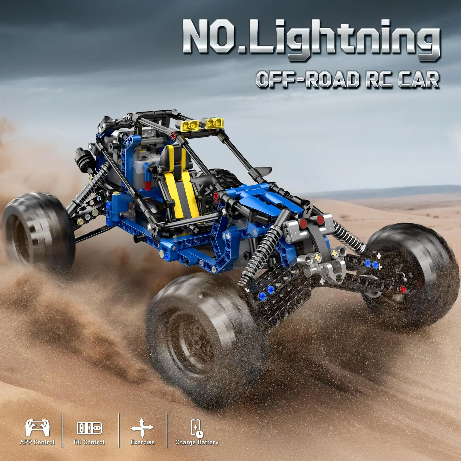 Schimmel Koning 18018 Technische Auto Speelgoed De Moc-3028 APP & RC Gemotoriseerde Blue Lightning Buggy Model Bouwstenen Bricks Kids geschenken
