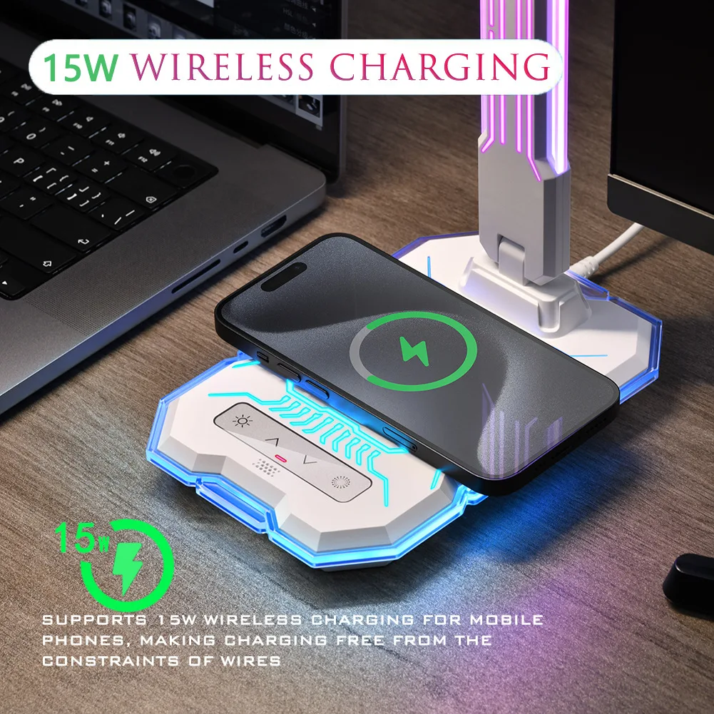 Desktop Simple gaming lights Mobile phone wireless RGB atmosphere lights Folding eye desk lamp Touch night lights Office lights