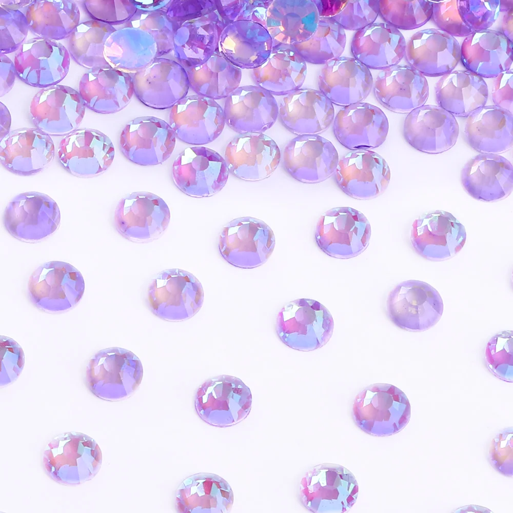Aurora Series 1440Pcs Mix Size Round Glass Flatback Rhinestone Glitter Glue On Stones Non Hot Fix Rhinestones for DIY Nail Art