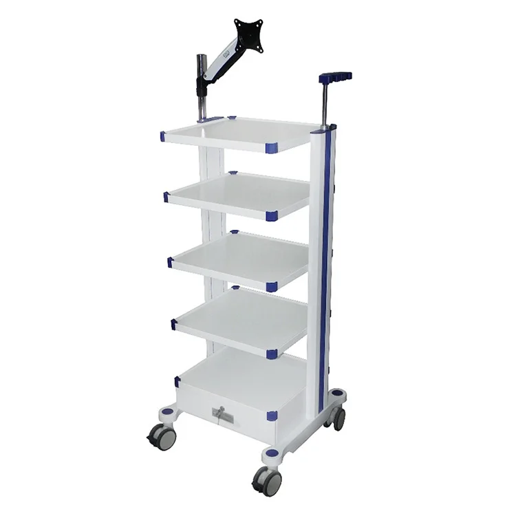 

MT Five Layer Monitor Trolley Computer Trolley Endoscopy Hospital Nursing Trolley Cart