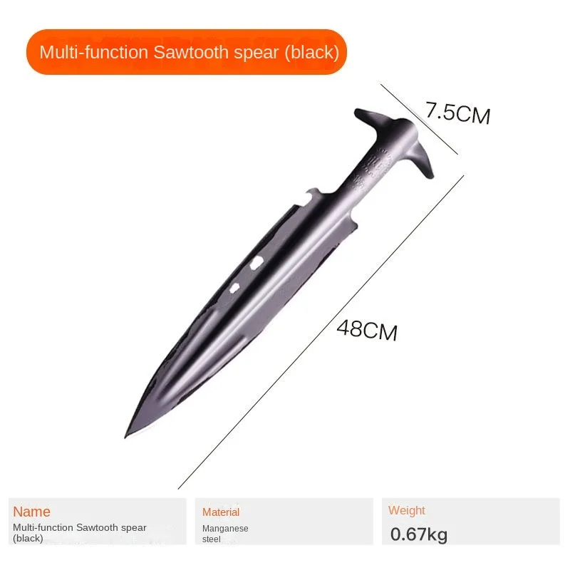 All steel shovel integrated spear head manganese steel outdoor tool camping opening mountain road wild boar spear