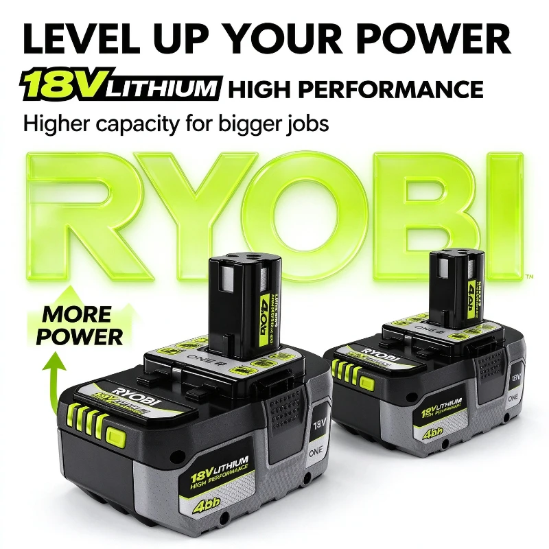 Replacement Battery For Ryobi 18V 6.0Ah Lithium P102 P108 RB18L50 Quick Charge Compatible For Outdoor Pruner & Leaf Blower Tools