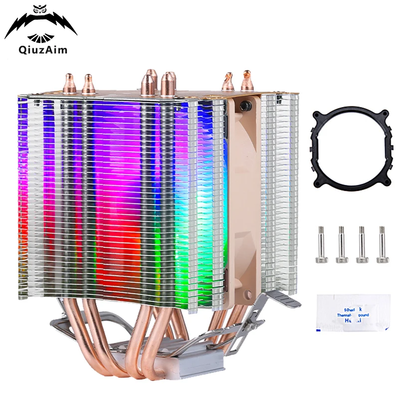 

QiuzAim X79 X99 am3 am4 amd Cooler fan CPU Air-cooled 4Pin/PWM 4 Heat Pipe Twin Towers pc Processor Installing LGA2011 2099 2066