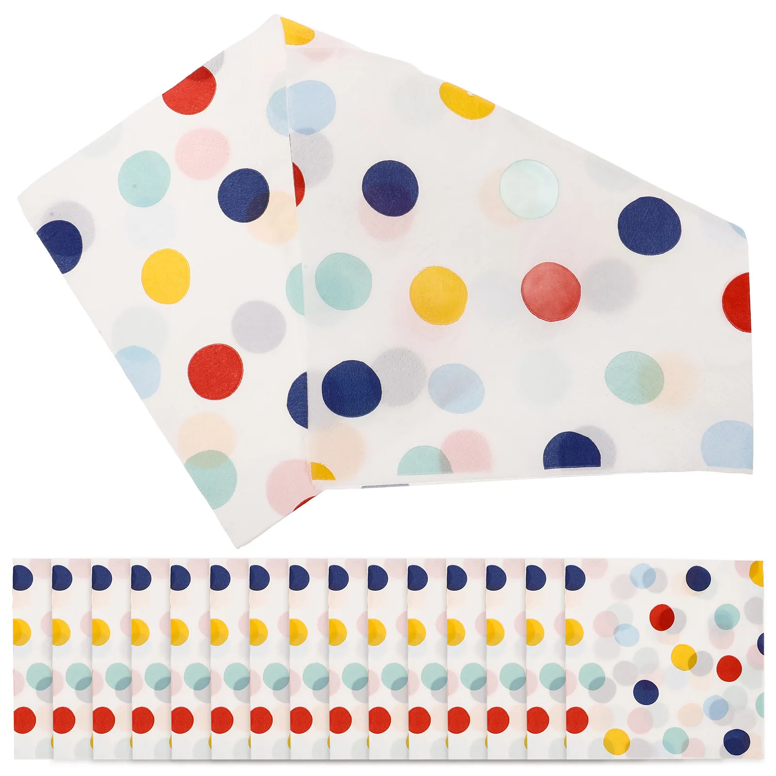 20Sheets Bright Colorful Dots Decorative Napkins Soft Tear-Resistant Paper Dinner Napkins for Parties Holiday Events Party