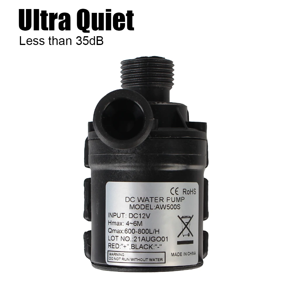 Mini bomba de agua sumergible ultrasilenciosa, 12V de CC, sin escobillas, 800L/H, jardín, portátil, 5M, sistema de refrigeración, calentador de