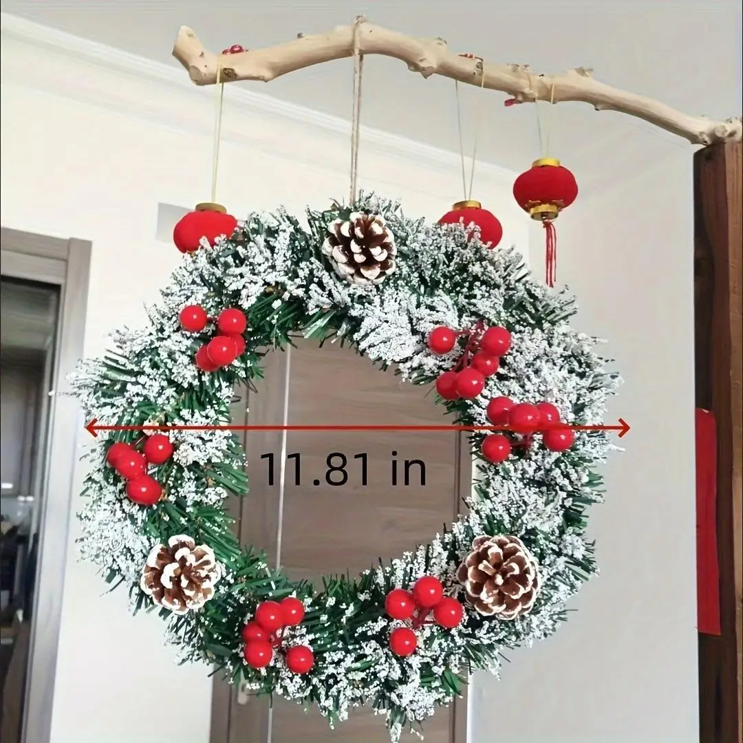 Grinalda de Natal para porta da frente - Holly à prova de intempéries com arco - Decoração de férias interna/externa